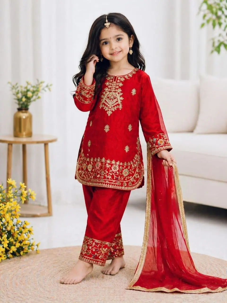 Royal Red Kids Ethnic wear Salwar set